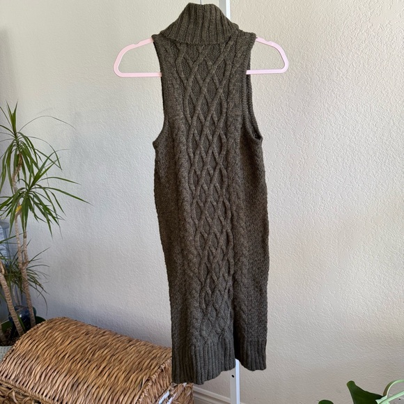 American Eagle Sweater Dress Dark Green Cable Knit Turtleneck Wool Blend XS - Picture 9 of 11